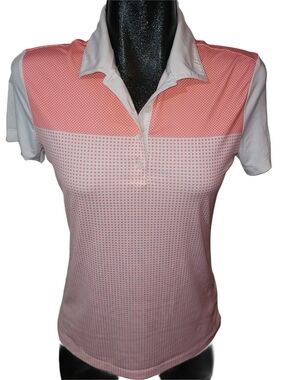 Nike Golf Tour Performance Women's Pink And White Polo Top Size S